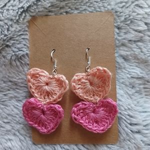 Crochet Double Heart Earrings